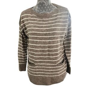 Abercrombie & Fitch Striped Brown & White Long Sleeve Sweater Size Small